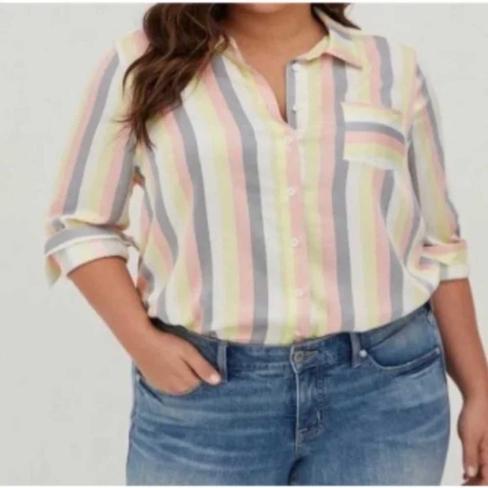 Torrid Lizzie Striped Button Front Shirt
